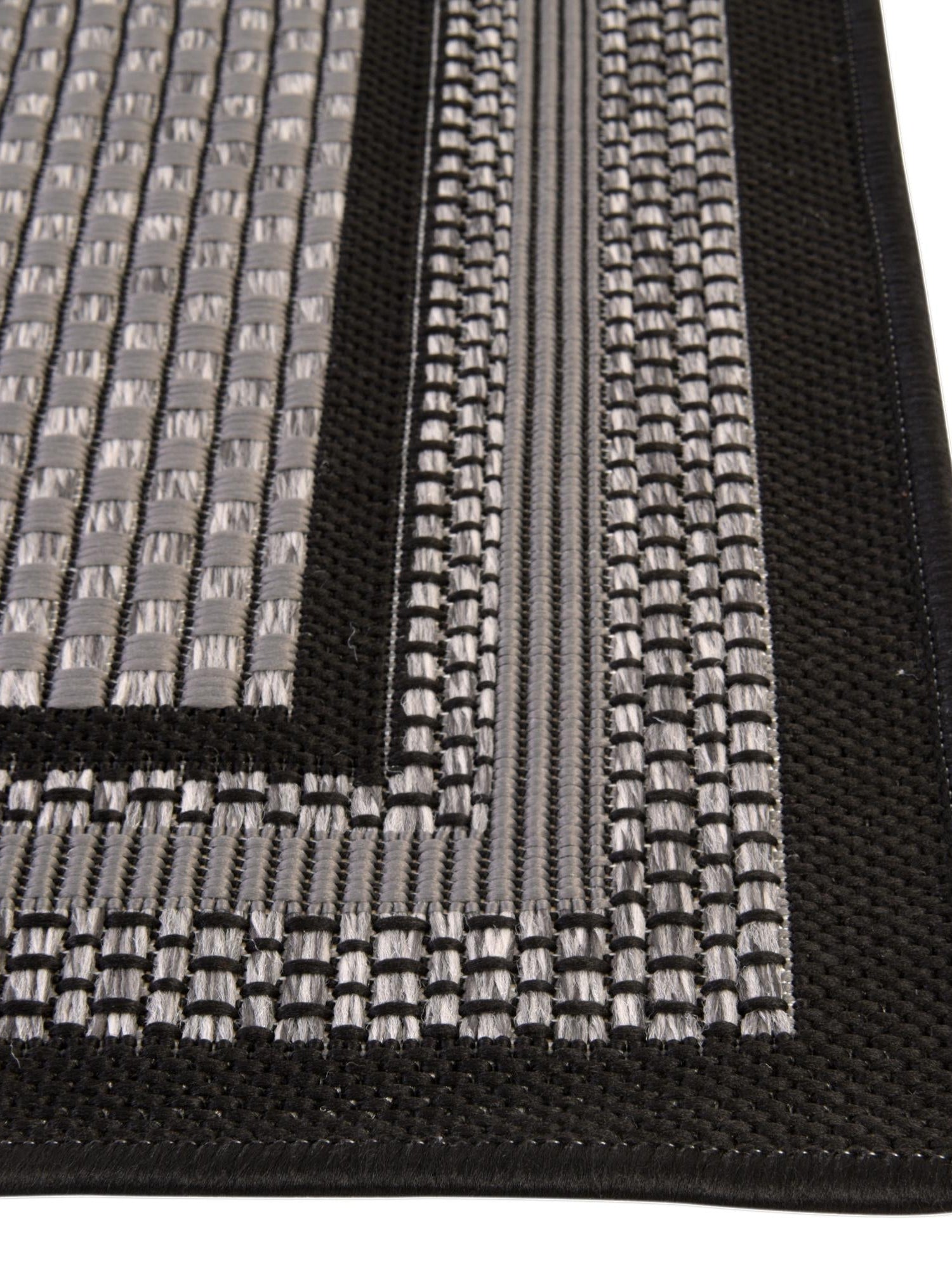 Gray 3' 3 x 5' Outdoor Border Rectangle Area Rug Weather Resistant for Patio, Deck, Terrace, Balcony, Porch