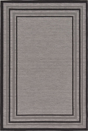 Gray 5' 3 x 8' Outdoor Border Rectangle Area Rug Weather Resistant for Patio, Deck, Terrace, Balcony, Porch 100% Polypropylene Classic Bordered Carpet for Sale at Rug Engine