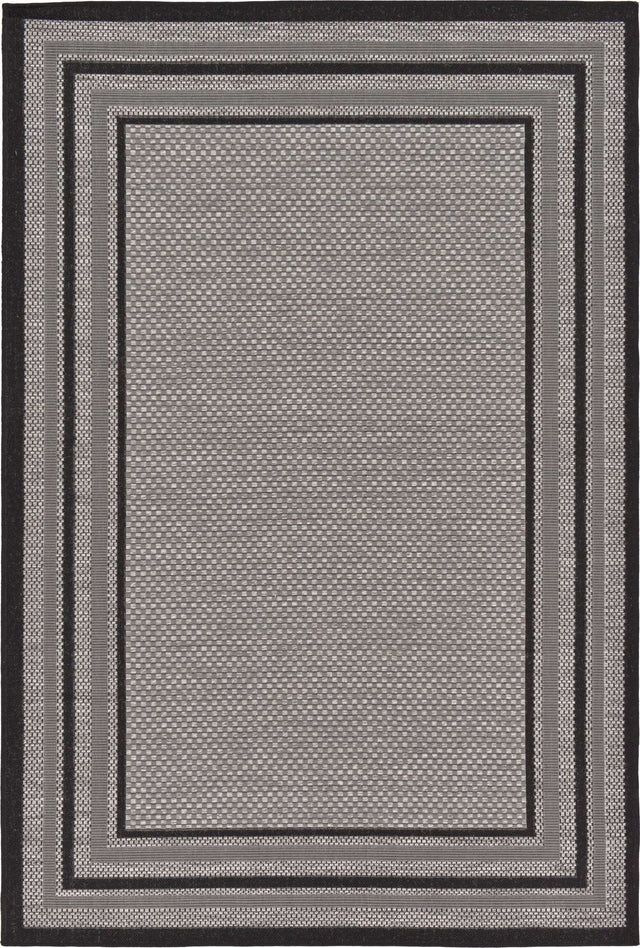 Gray 5' 3 x 8' Outdoor Border Rectangle Area Rug Weather Resistant for Patio, Deck, Terrace, Balcony, Porch 100% Polypropylene Classic Bordered Carpet for Sale at Rug Engine