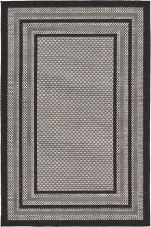 Gray 3' 3 x 5' Outdoor Border Rectangle Rug