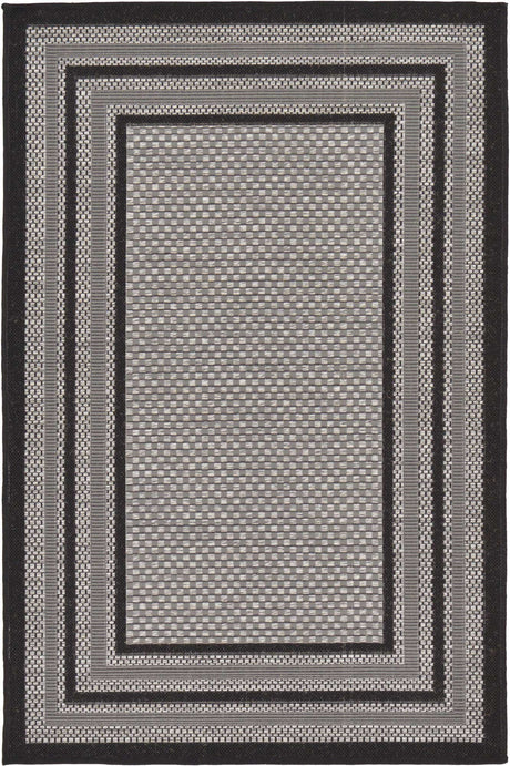 Gray 3' 3 x 5' Outdoor Border Rectangle Rug