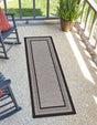 Gray 2' 7 x 10' Outdoor Border Runner Area Rug Weather Resistant for Patio, Deck, Terrace, Balcony, Porch 100% Polypropylene Classic Bordered Carpet for Sale at Rug Engine