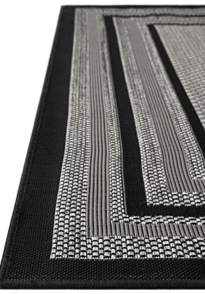 Gray 2' 7 x 10' Outdoor Border Runner Area Rug Weather Resistant for Patio, Deck, Terrace, Balcony, Porch 100% Polypropylene Classic Bordered Carpet for Sale at Rug Engine