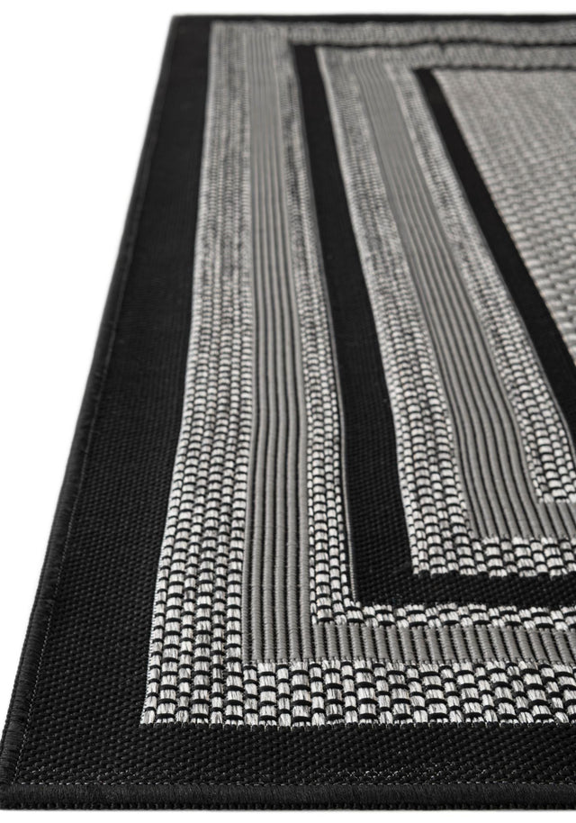 Gray 2' 7 x 10' Outdoor Border Runner Area Rug Weather Resistant for Patio, Deck, Terrace, Balcony, Porch 100% Polypropylene Classic Bordered Carpet for Sale at Rug Engine