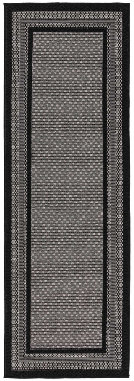 Gray 2' 2 x 6' 1 Outdoor Border Runner Rug