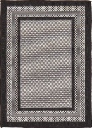 Gray 2' 2 x 3' Outdoor Border Rectangle Rug