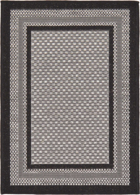 Gray 2' 2 x 3' Outdoor Border Rectangle Rug