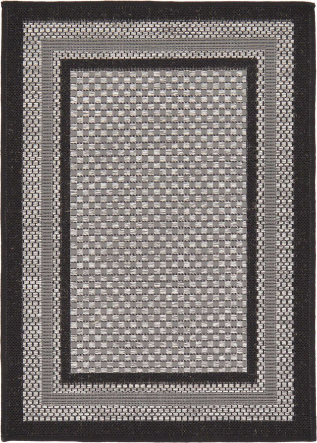 Gray 2' 2 x 3' Outdoor Border Rectangle Rug