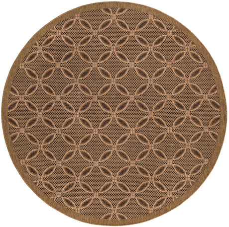 Light Brown 6' x 6' Outdoor Trellis Round Rug