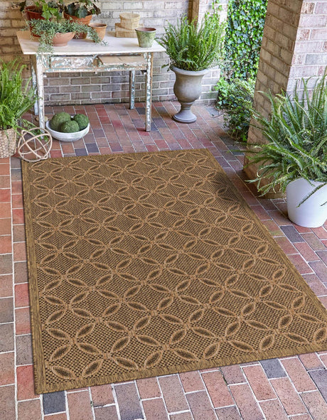 Light Brown 2' 2 x 3' 1 Outdoor Trellis Rectangle Area Rug Weather Resistant for Patio, Deck, Terrace, Balcony, Porch Geometric Design Water Safe Outside Carpet for Sale at Rug Engine