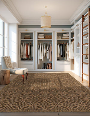 Light Brown 5' 3 x 8' Outdoor Trellis Rectangle Rug