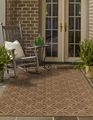 Light Brown 5' 3 x 8' Outdoor Trellis Rectangle Rug