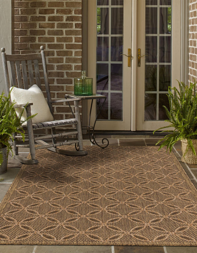Light Brown 5' 3 x 8' Outdoor Trellis Rectangle Rug