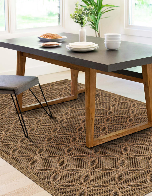 Light Brown 5' 3 x 8' Outdoor Trellis Rectangle Rug