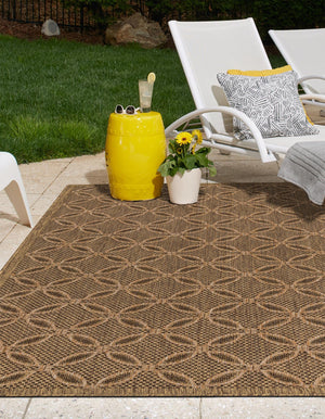 Light Brown 5' 3 x 8' Outdoor Trellis Rectangle Rug