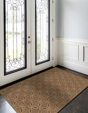 Light Brown 2' 2 x 3' 1 Outdoor Trellis Rectangle Area Rug Weather Resistant for Patio, Deck, Terrace, Balcony, Porch Geometric Design Water Safe Outside Carpet for Sale at Rug Engine