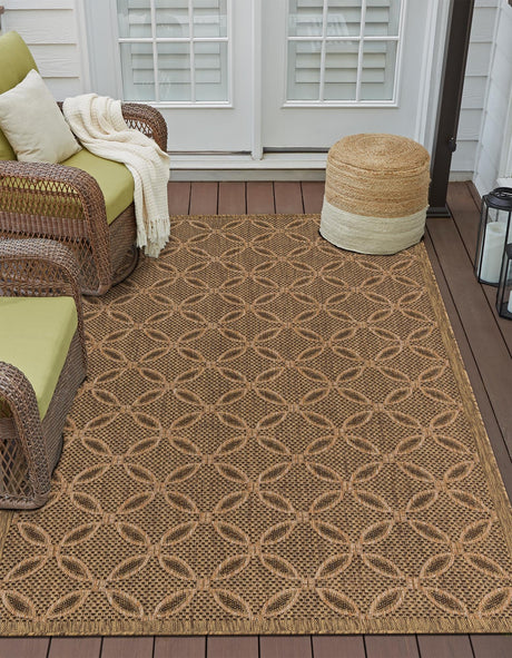 Light Brown 2' 2 x 3' 1 Outdoor Trellis Rectangle Area Rug Weather Resistant for Patio, Deck, Terrace, Balcony, Porch Geometric Design Water Safe Outside Carpet for Sale at Rug Engine