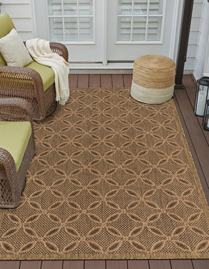 Light Brown 5' 3 x 8' Outdoor Trellis Rectangle Rug