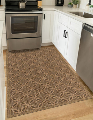 Light Brown 2' 2 x 3' 1 Outdoor Trellis Rectangle Area Rug Weather Resistant for Patio, Deck, Terrace, Balcony, Porch Geometric Design Water Safe Outside Carpet for Sale at Rug Engine