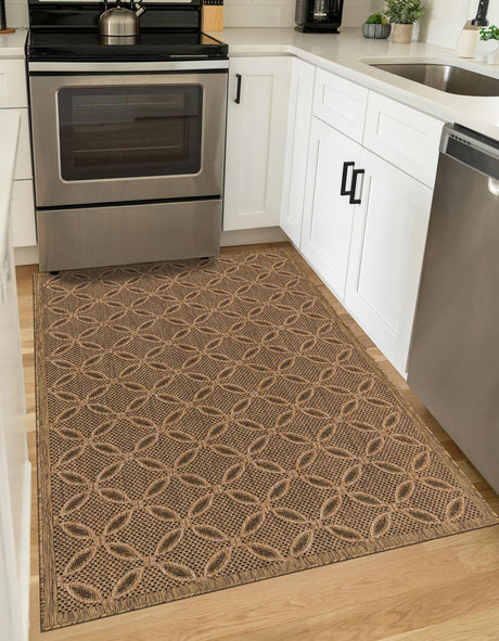 Light Brown 2' 2 x 3' 1 Outdoor Trellis Rectangle Area Rug Weather Resistant for Patio, Deck, Terrace, Balcony, Porch Geometric Design Water Safe Outside Carpet for Sale at Rug Engine