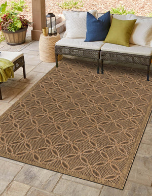 Light Brown 2' 2 x 3' 1 Outdoor Trellis Rectangle Area Rug Weather Resistant for Patio, Deck, Terrace, Balcony, Porch Geometric Design Water Safe Outside Carpet for Sale at Rug Engine