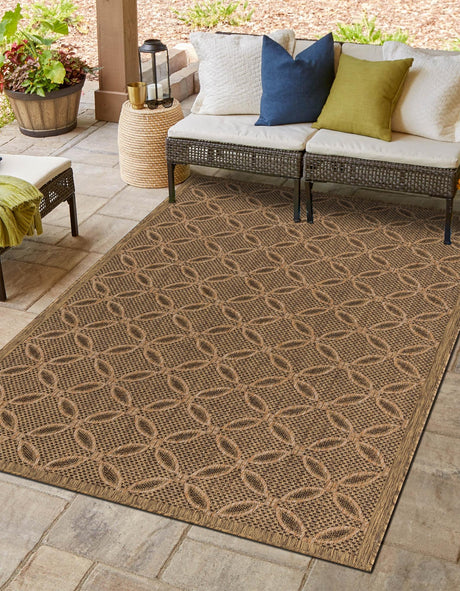 Light Brown 2' 2 x 3' 1 Outdoor Trellis Rectangle Area Rug Weather Resistant for Patio, Deck, Terrace, Balcony, Porch Geometric Design Water Safe Outside Carpet for Sale at Rug Engine