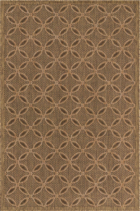 Light Brown 5' 3 x 8' Outdoor Trellis Rectangle Rug
