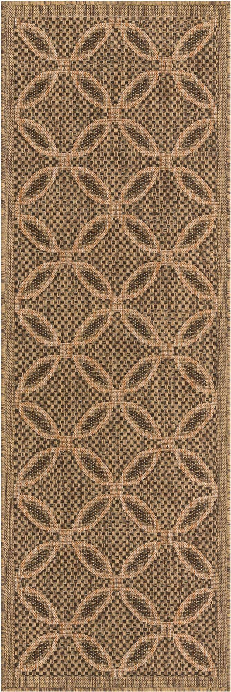 Light Brown 2' 2 x 6' 1 Outdoor Trellis Runner Area Rug Weather Resistant for Patio, Deck, Terrace, Balcony, Porch