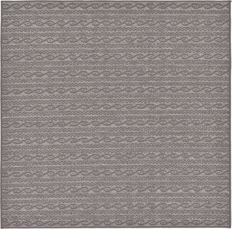 Gray 6' x 6' Outdoor Modern Square Rug