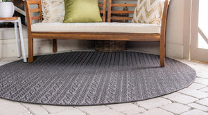 Gray 6' 1 x 6' 1 Outdoor Modern Round Rug