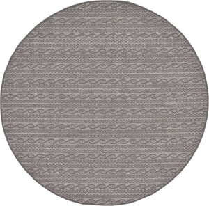 Gray 6' 1 x 6' 1 Outdoor Modern Round Rug