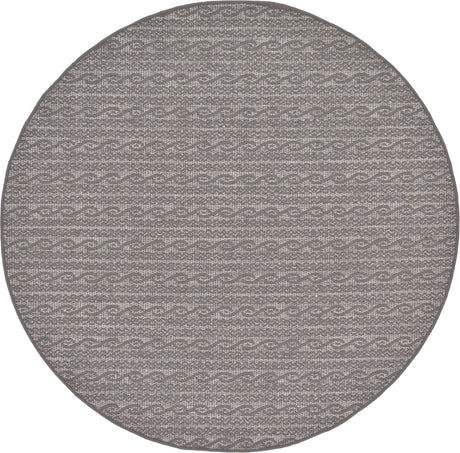 Gray 6' 1 x 6' 1 Outdoor Modern Round Rug
