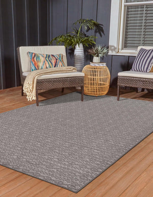 Gray 7' x 10' Outdoor Modern Rectangle Rug