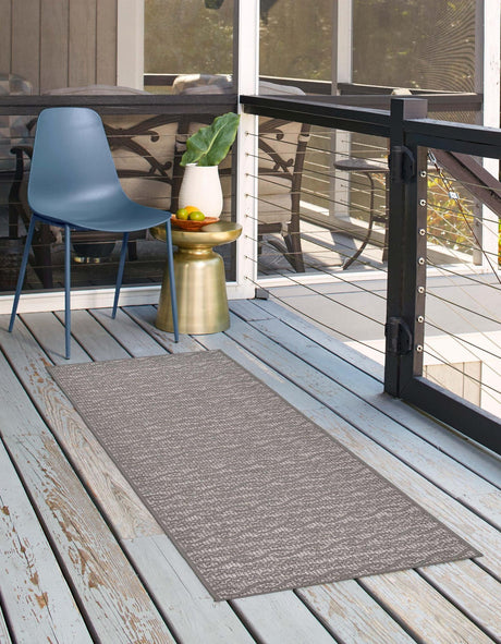 Gray 2' 2 x 6' 1 Outdoor Modern Runner Area Rug Weather Resistant for Patio, Deck, Terrace, Balcony, Porch 100% Polypropylene Modern Outside Carpet for Sale at Rug Engine
