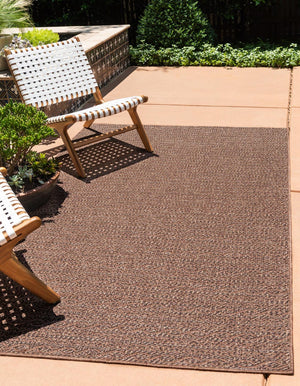 Brown 9' x 12' Outdoor Modern Rectangle Area Rug Weather Resistant for Patio, Deck, Terrace, Balcony, Porch 100% Polypropylene Modern Outside Carpet for Sale at Rug Engine
