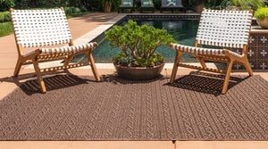 Brown 4' 1 x 6' 1 Outdoor Modern Rectangle Area Rug Weather Resistant for Patio, Deck, Terrace, Balcony, Porch 100% Polypropylene Modern Outside Carpet for Sale at Rug Engine