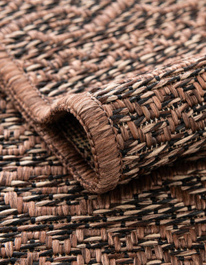 Brown 7' 1 x 10' Outdoor Modern Rectangle Area Rug Weather Resistant for Patio, Deck, Terrace, Balcony, Porch 100% Polypropylene Modern Outside Carpet for Sale at Rug Engine