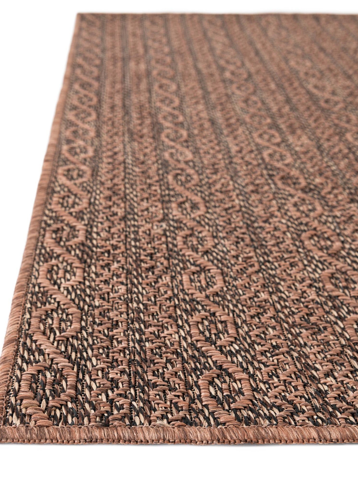Brown 5' 3 x 8' Outdoor Modern Rectangle Area Rug Weather Resistant for Patio, Deck, Terrace, Balcony, Porch 100% Polypropylene Modern Outside Carpet for Sale at Rug Engine