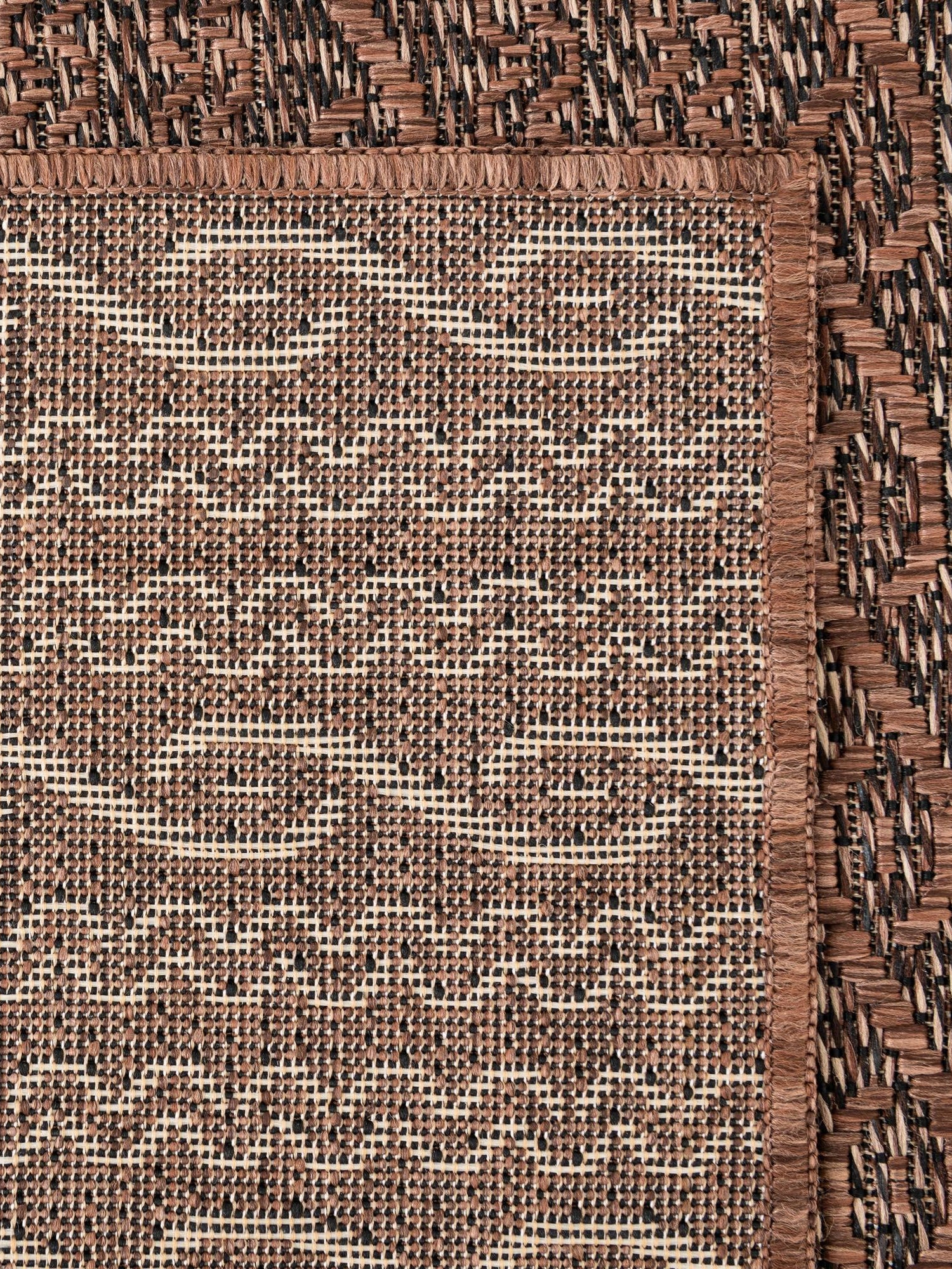 Brown 9' x 12' Outdoor Modern Rectangle Area Rug Weather Resistant for Patio, Deck, Terrace, Balcony, Porch 100% Polypropylene Modern Outside Carpet for Sale at Rug Engine