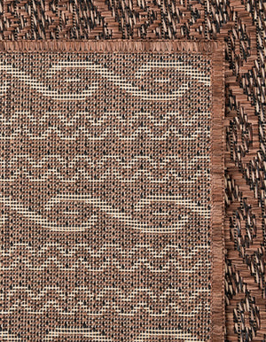 Brown 4' 1 x 6' 1 Outdoor Modern Rectangle Area Rug Weather Resistant for Patio, Deck, Terrace, Balcony, Porch 100% Polypropylene Modern Outside Carpet for Sale at Rug Engine