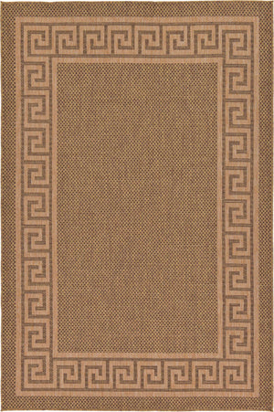 Brown 7' 1 x 10' Outdoor Border Rectangle Rug