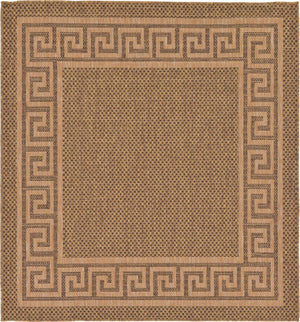 Brown 6' 1 x 6' 1 Outdoor Border Square Rug