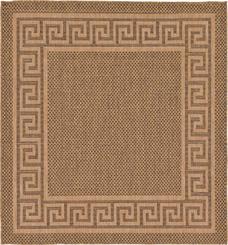 Brown 6' 1 x 6' 1 Outdoor Border Square Rug