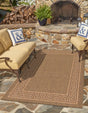 Brown 9' x 12' 2 Outdoor Border Rectangle Rug