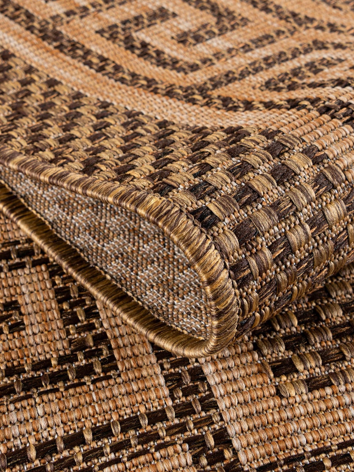 Brown 7' 1 x 10' Outdoor Border Rectangle Area Rug Weather Resistant for Patio, Deck, Terrace, Balcony, Porch 100% Polypropylene Classic Bordered Carpet for Sale at Rug Engine