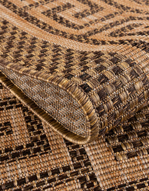 Brown 7' 1 x 10' Outdoor Border Rectangle Rug
