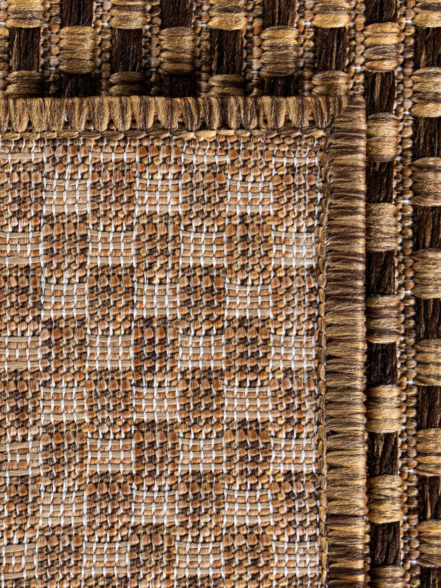 Brown 9' x 12' 2 Outdoor Border Rectangle Area Rug Weather Resistant for Patio, Deck, Terrace, Balcony, Porch 100% Polypropylene Classic Bordered Carpet for Sale at Rug Engine