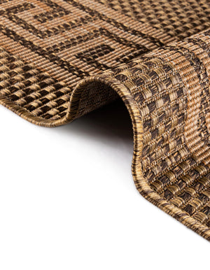 Brown 9' x 12' 2 Outdoor Border Rectangle Rug