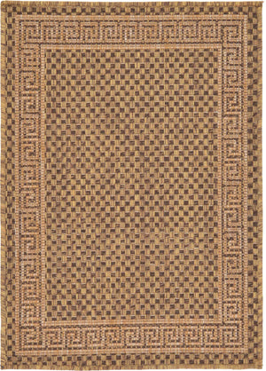 Brown 2' 2 x 3' Outdoor Border Rectangle Area Rug Weather Resistant for Patio, Deck, Terrace, Balcony, Porch 100% Polypropylene Classic Bordered Carpet for Sale at Rug Engine
