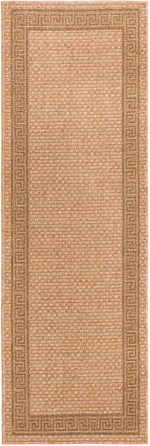 Light Brown 2' x 6' 1 Outdoor Border Runner Area Rug Weather Resistant for Patio, Deck, Terrace, Balcony, Porch
